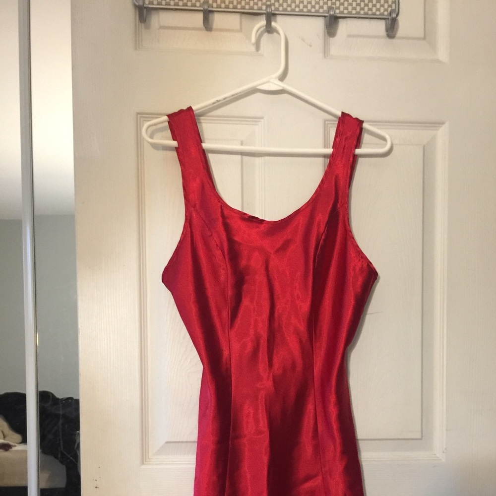 Short Red Satin Night Gown